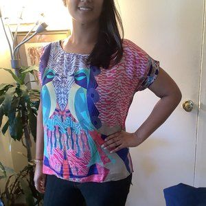 Save The Queen Multi-colored Silk Blouse